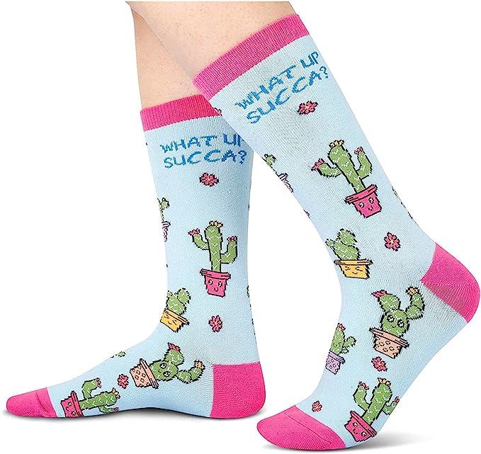 HAPPYPOP Women Sunflower Cactus Flower Socks